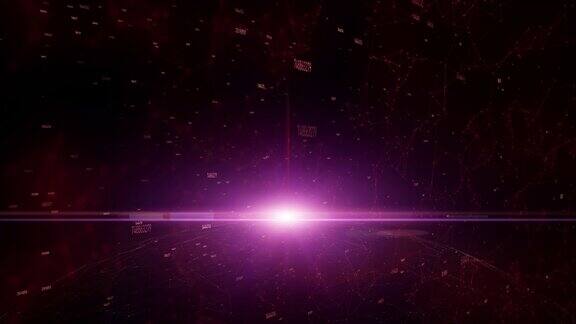 概念紫红色数字宇宙与闪亮的地球和数据网络