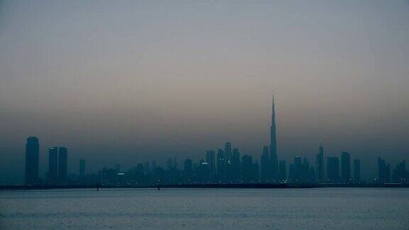 迪拜城市日落时间流逝