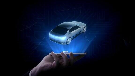 升降智能手机旋转电子混合动力锂离子电池回声车扫描内视图与用户界面环保的未来汽车4kmovie.1