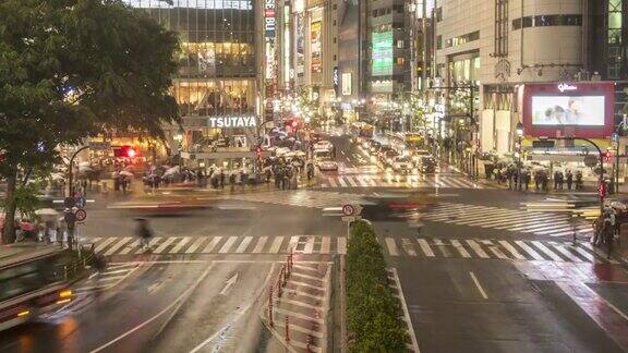 涉谷十字路口的交通-放大延时