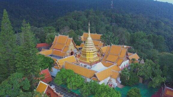 泰国著名寺庙清迈素贴寺鸟瞰图