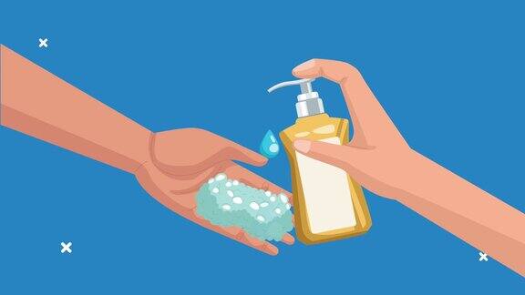 全球用抗菌肥皂瓶洗手动画