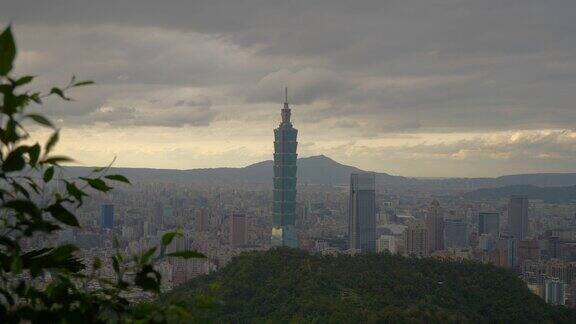 晴天台北市景市中心山顶全景4k台湾
