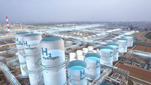 充氢罐可再生能源生产工厂工厂充氢运动图形概念