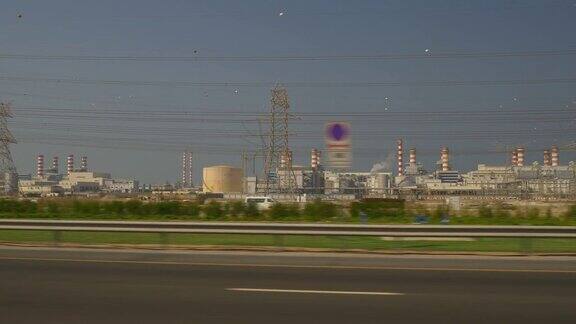 白天时间迪拜公路旅行边工业全景4k阿拉伯联合酋长国
