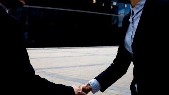 商业伙伴男性和女性握手