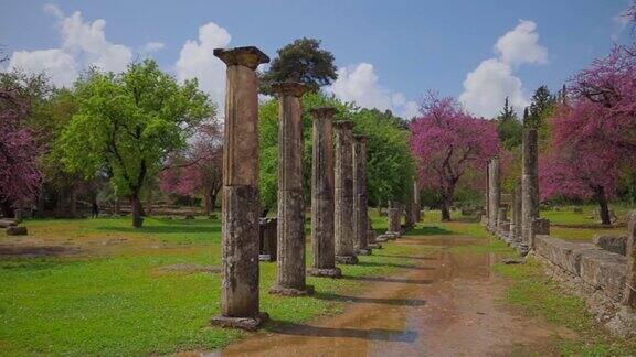 希腊伯罗奔尼撒半岛古奥林匹亚考古遗址奥林匹亚体育场遗址和犹大树遗址