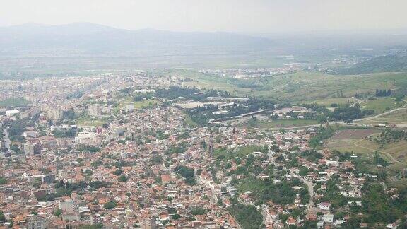 从土耳其古代卫城的贝尔加马镇全景4K分辨率