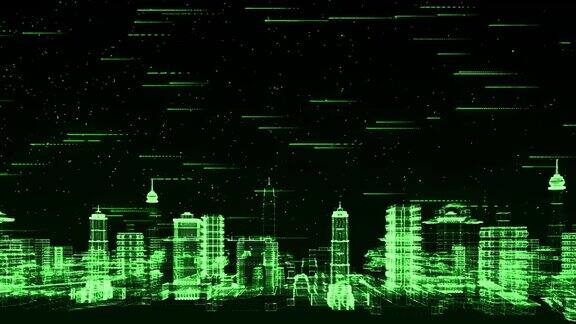 数字城市带粒子的数字空间和数字数据网络连接