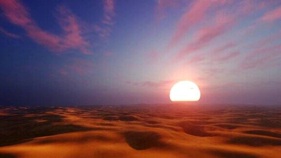 非洲沙漠的戏剧性日落