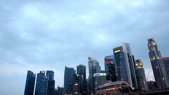 电影倾斜:新加坡城市景观日落