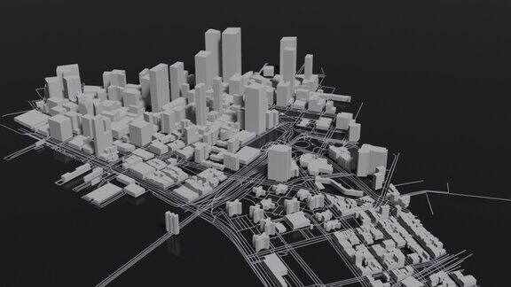 3D动画的未来城市建筑与摩天大楼