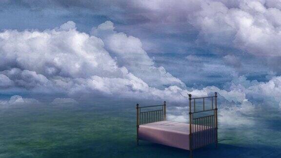 梦幻景观中的床