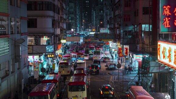 香港旺角市区夜间交通时程图