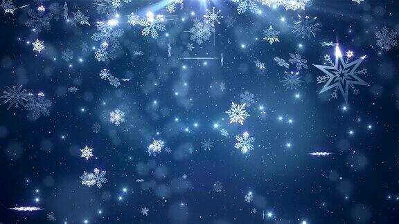 蓝色美丽的雪花飘落