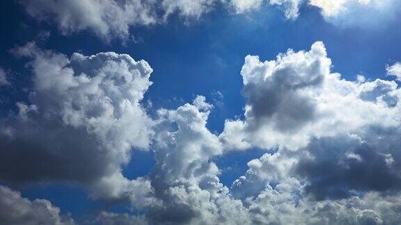 蓝天上快速移动的云