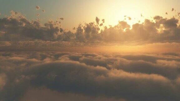 在日出或日落时穿越云层