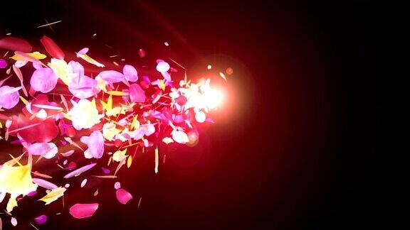 彩色花瓣旋转CG动画粒子循环