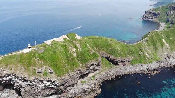 无人机鸟瞰图北海道龟井角