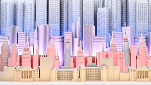 现代化的城市摩天大楼办公楼和住宅区三维渲染