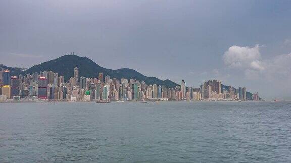 时光流逝夜香港城市建筑现代城市商务区