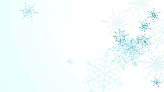 抽象蓝色雪花落下的视频动画