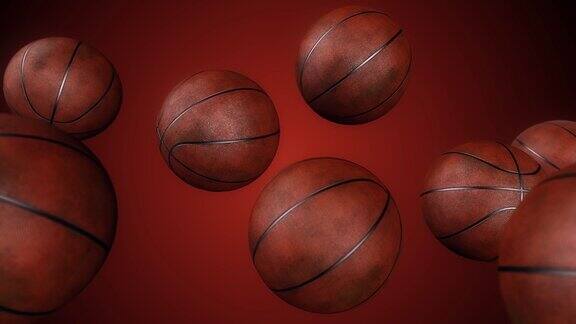 篮球在空间中缓慢下落-无缝循环