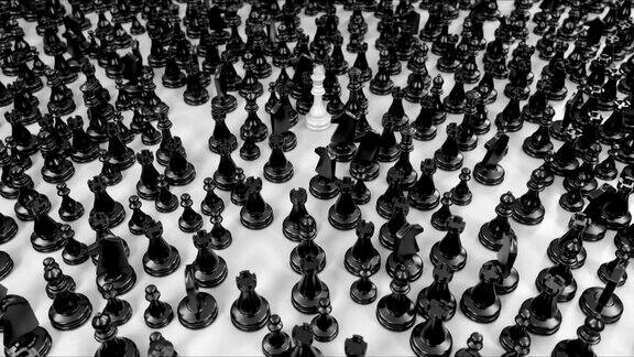 镜头移动到黑棋子上聚焦于白棋王