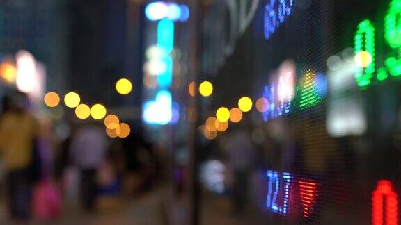 金融证券交易市场显示屏幕板上的街道