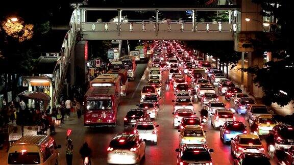 曼谷市中心交通堵塞时间流逝