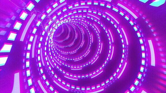 抽象的未来主义紫色高科技隧道从能量圈和魔法线的背景