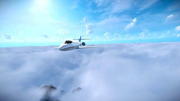 塞斯纳在下午的云层上飞行