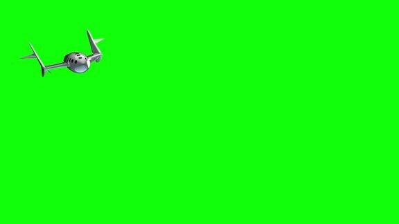 虚构的太空飞机绿色色度键太空旅游飞船3d动画