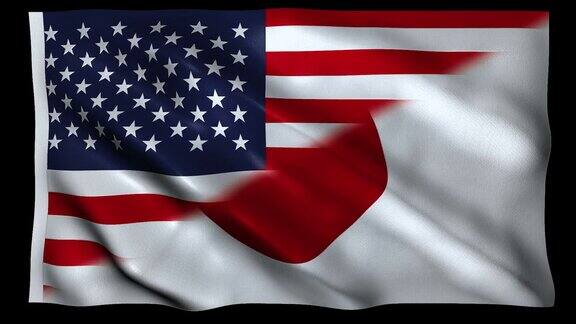 美国和日本的4K旗帜阿尔法环