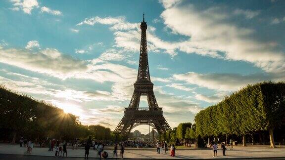 时间流逝巴黎法国埃菲尔铁塔埃菲尔铁塔人群