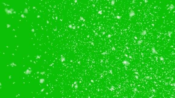 雪花与水平风在一个绿色屏幕背景