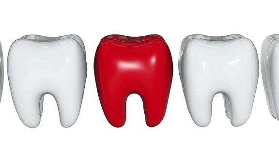红牙排成一排白牙3d渲染牙科挤出人群经营理念