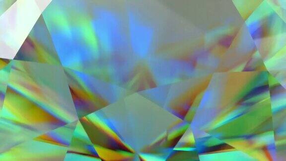 豪华宝石闪闪发光的钻石环无缝循环背景蓝色闪光旋转晶体