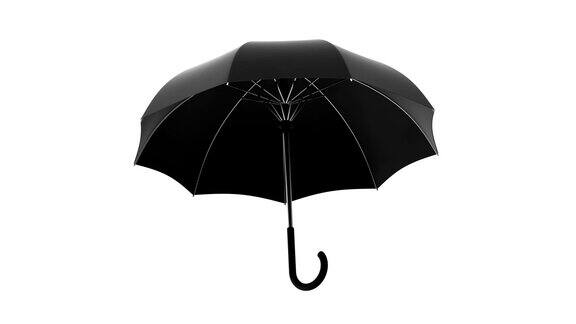 黑色伞无缝循环3D动画与阿尔法无光