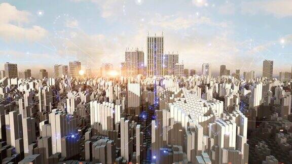 复杂的空中城市轮廓线人工智能网络大数据
