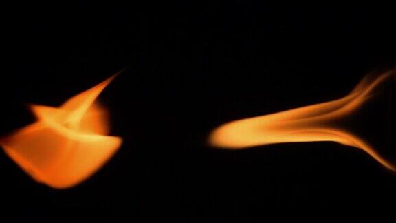 火焰在黑色背景上燃烧500帧秒的慢动作