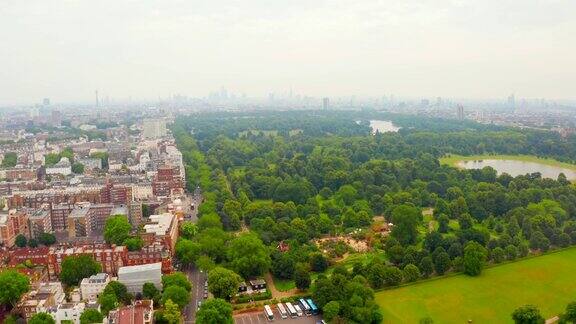 英国伦敦美丽的海德公园鸟瞰图