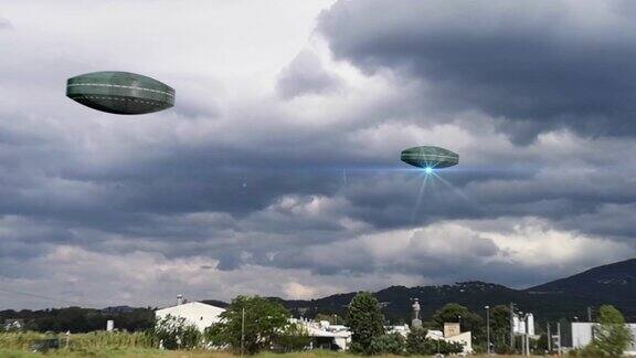 UFO在城市上空飞行