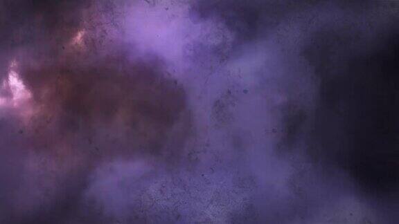 紫色多云的天空和风暴的动画