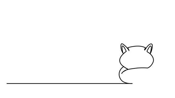 猫一个直线绘制矢量连续线猫封面海报线的艺术概念设计海报字体设计海报黑色涂鸦插图轮廓的象征轮廓向量每股收益10