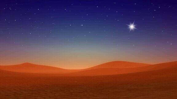 圣诞之星在伯利恒山沙漠的夜晚