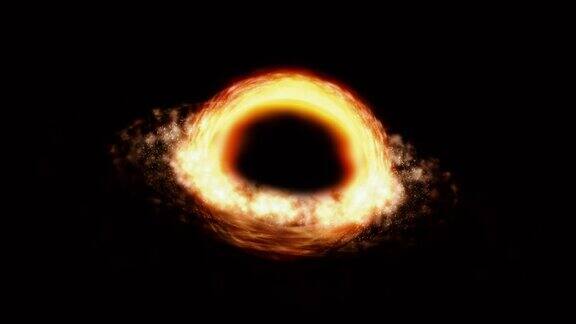 太空中重力下沉的高密度黑洞的高角度视图