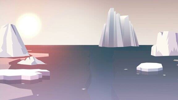 冰川融化极地冰川全球变暖-动画4K60fps