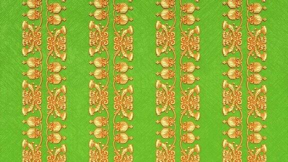 装饰花卉巴洛克民族点缀文艺复兴时期复古古董复古图案维多利亚典雅锦缎背景织物黄金纺织黄瓦绿色壁纸