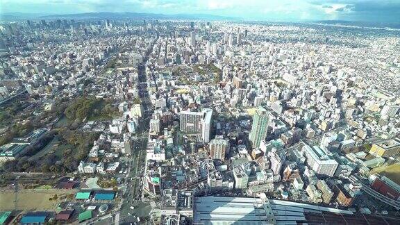 从天野寺空中拍摄大阪的城市景观